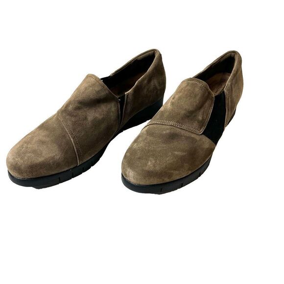 Clarks Artisan Women's 11 M Brown Suede Wedge Comfort Casual Slip On Loafer Shoe - Picture 3 of 10